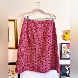 Vintage 70s Psychedelic Print A-Line Skirt – Pink & Black Swirls